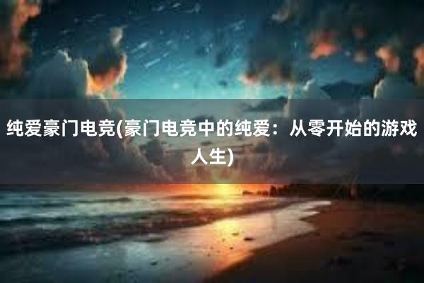 纯爱豪门电竞(豪门电竞中的纯爱：从零开始的游戏人生)